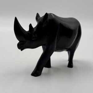 Vintage Mid Century Modern Hand Carved Wooden Rhinoceros